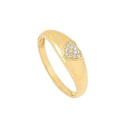 Mesnt Ring Gold mit Stein, Damen 18K Gelbgold Polierter Herz-Versprechensring mit Moissanit-Inlay (Größe Anpassen) von Mesnt