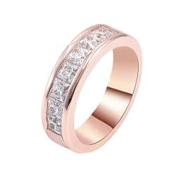 Mesnt Ring Rosegold mit Stein, Damen 14K Roségold Quadratischer Moissanit-Ewigkeits-Ehering (Größe Anpassen) von Mesnt