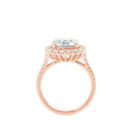 Mesnt Ring Rosegold mit Stein, Damen 18K Roségold Luxuriöser runder Moissanit-Verlobungs-Ehering (Größe Anpassen) von Mesnt
