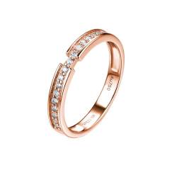 Mesnt Ring Rosegold mit Stein, Damen 18K Roségold Versprechensring mit mattem Diamant (Größe Anpassen) von Mesnt