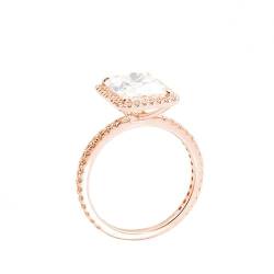 Mesnt Ring Rosegold mit Stein, Damen 9K Roségold Rechteckiger Moissanit-Verlobungs-Ehering (Größe Anpassen) von Mesnt