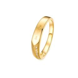 Mesnt Ringe Frauen Gold, Damen 18K Gelbgold Pfeilförmiger Moissanit-Ehering mit der Gravur Be Together (Größe Anpassen) von Mesnt
