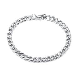 Mesnt Schmuck Armband Edelstahl Silber, Titan-Silber-Ketten-Kettenarmband für Herren Damen, Silber-5mm-18cm von Mesnt