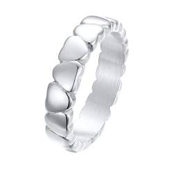 Mesnt Verlobungsring Damen, Edelstahl Einfaches Herzband 4,5 mm Damen Ringe Silber, Größe 57 (18.1) von Mesnt