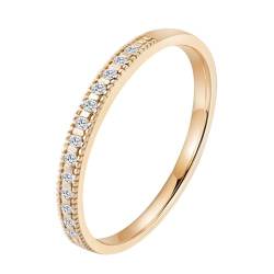 Mesnt Verlobungsring Damen, Frauen 14K Weißgold Eleganter Verlobungsring mit Moissanit-Inlay (Größe Anpassen) von Mesnt