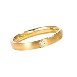 Mesnt Verlobungsring Damen, Frauen 18K Gelbgold Schlichter, mattierter Ehering mit Diamanteinlage (Größe Anpassen) von Mesnt