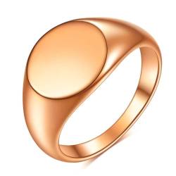 Mesnt Verlobungsring Rosegold, Edelstahl Polierte Oval Form 12MM Breite Ring für Unisex, Größe 49 (15.6) von Mesnt