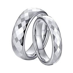 Mesnt Wolfram Ring Herren, Facettenreicher Silberring 4mm 6mm | Damen 54 (17.2) & Herren 67 (21.3) von Mesnt