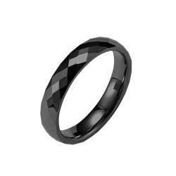 Mesnt Wolfram Ringe, Herren/Damen Verlobungsring Geschliffene Facettenringe Ring 4MM, Schwarz, Größe 54 (17.2) von Mesnt