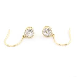 Ohrhänger Damen, Frauen 9K Gelbgold 2cttw/Paar rund geschliffene Moissanit-Ohrhänger mit Angelhaken von Mesnt