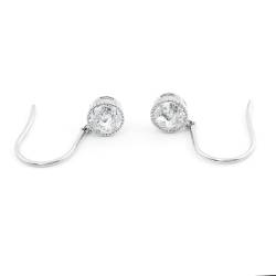 Ohrhänger Frauen, Damen 18K Weißgold 2cttw/Paar rund geschliffene Moissanit-Ohrhänger mit Angelhaken von Mesnt