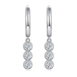 Ohrhänger Frauen, Damen 925 Sterling Silber Creolen mit 3 mm großem Moissanit-Anhänger, 0,6 cttw/Paar von Mesnt