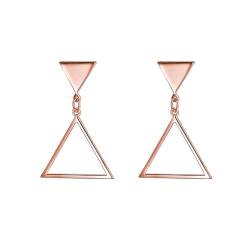 Ohrhänger Rosegold, Ohrstecker mit hohlem Dreieck-Anhänger für Frauen, Rose Gold von Mesnt