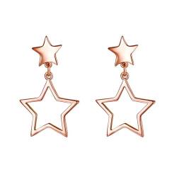 Ohrhänger Rosegold, Pentagramm-Anhänger-Ohrringe für Frauen, Rose Gold von Mesnt