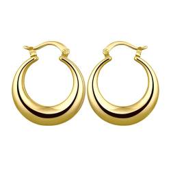 Ohrringe Creolen Damen, Runde polierte Ohrringe vergoldet von Mesnt