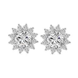 Ohrringe Damen, Frauen 925 Sterling Silber 0,5cttw/Paar Moissanit-Sonnenblumen-Ohrstecker von Mesnt