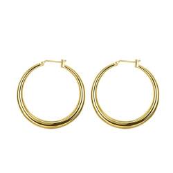 Ohrringe Damen Vergoldet, Runde Ohrringe für Frauen 35MM, Gold von Mesnt