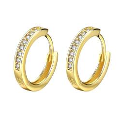 Ohrringe Damen Vintage, Vergoldete elegante glatte Ohrringe mit Zirkonia Einlage von Mesnt