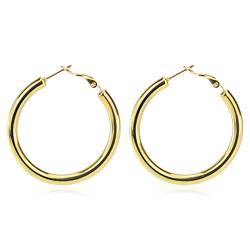 Ohrringe für Damen Herren Edelstahl 5mm Polierter Kreis für Männer Frauen 40mm Creolen Gold von Mesnt