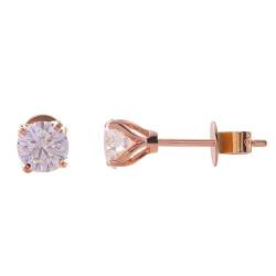 Ohrstecker Damen Rosegold, Frauen 14K Roségold 5 mm 4-zackige Rundschliff-Moissanit-Ohrstecker, 1 cttw/Paar von Mesnt