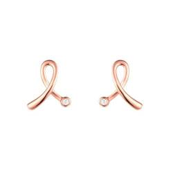 Ohrstecker Damen Rosegold, Frauen 18K Roségold Knoten-Ohrstecker mit Diamant/Moissanit von Mesnt