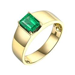 Ring Für Männer Silber, Ring aus 925er Sterling Silber Poliertes Band mit 4-zinkigem Smaragd 1.5ct Größe 58 (18.5) von Mesnt