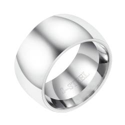Ring Männer Edelstahl, 11MM breiter glatter Ring mit Komfortpassung aus Chirurgenstahl für Herren Silber, Größe 67 (21.3) von Mesnt