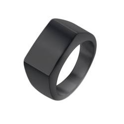 Ring Männer Schwarz, Edelstahl Rechteckige Form poliert Ring 13MM breit für Herren Schwarz, Größe 65 (20.7) von Mesnt