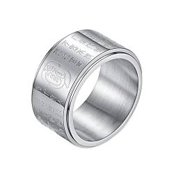 Ring Männer Silber, Breiter Chinesischer Mantra Spinner Fidget Bands Ring Silber Größe 52 (16.6) von Mesnt