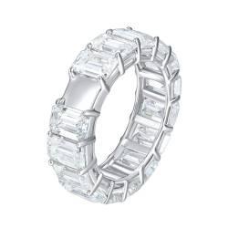 Ring Silber 925 Damen, Frauen 925 Sterling Silber Ring mit rundem, rechteckigem Moissanit (Größe Anpassen) von Mesnt