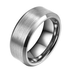Ringe Herren Vintage, Wolframcarbid Mattes Versprechen Ehering für Unisex Silber Silber-8mm, Größe 54 (17.2) von Mesnt