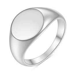 Verlobungsring Edelstahl, Polierte Oval Form 12MM Breite Ring aus Chirurgenstahl für Männer Frauen Silber, Größe 62 (19.7) von Mesnt