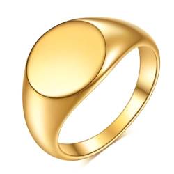 Verlobungsring Gold, Edelstahl Polierte Oval Form 12MM Breite Ring für Männer Frauen, Größe 54 (17.2) von Mesnt