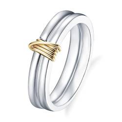 Verlobungsring Rosegold, Männer Frauen 14K Roségold Polierter Ring mit verschlungenen Ringen (Größe Anpassen) von Mesnt