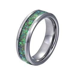 Verlobungsring Wolfram Ringe für Männer/Frauen Opal Inlay Wolfram Ring Mit Gravur 8MM Silber Grün Ring Für Männer Größe 65 (20.7) von Mesnt