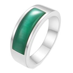 Verlobungsringe, Edelstahl 8.5MM Mode Ring mit halbgekrümmten Stein für Damen Silbergrün, Größe 65 (20.7) von Mesnt