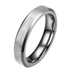 Wolfram Carbide Ringe, Mattes Versprechen Ehering aus Wolframcarbid für Männer Frauen Silber Silber-4mm, Größe 54 (17.2) von Mesnt