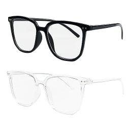Mesybveo 2er-Pack Blaulichtfilter Brille, Computerbrille, Blue Light Blocking Glasses, Lesebrillen mit Große Linsenbreite, Gaming Ohne Stärke Brille Blaulichtfilter für Damen und Herren von Mesybveo