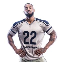 Herren-T-Shirt, American Football-Stil, NFL-Stil, 100 % Polyester, Grau und Marineblau, 3XL von Met-X