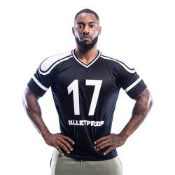 Herren-T-Shirt, American Football-Stil, NFL-Stil, 100 % Polyester, schwarz / weiß, 58 von Met-X
