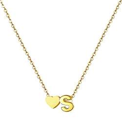 MetJakt Initial Herz Ketten, 18K vergoldet Edelstahl Tiny Herz Brief Halskette Personalisierte Monogramm Name Ketten für Frauen Mädchen (Y) von MetJakt
