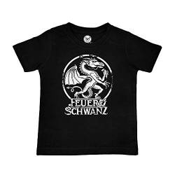 Metal Kids Feuerschwanz (Drache) - Kinder T-Shirt, schwarz, Größe 104 (4-5 Jahre), offizielles Band-Merch von Metal Kids