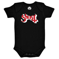 Metal Kids Ghost (Logo) - Baby Body, schwarz, Größe 56/62 (0-6 Monate), offizielles Band-Merch von Metal Kids