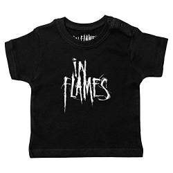 Metal Kids In Flames (Logo) - Baby T-Shirt, schwarz, Größe 68/74 (6-12 Monate), offizielles Band-Merch von Metal Kids