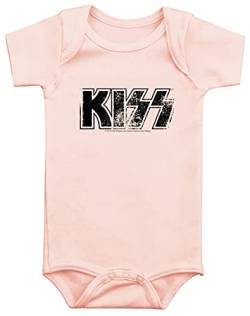 Metal Kids KISS (Distressed Logo) - Baby Body, Hellrosa, Größe 56/62 (0-6 Monate), offizielles Band-Merch von Metal Kids