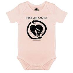 Metal Kids Rise Against (Heartfist) - Baby Body, Hellrosa, Größe 68/74 (6-12 Monate), offizielles Band-Merch von Metal Kids