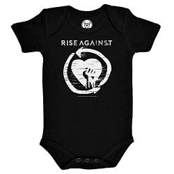 Metal Kids Rise Against (Heartfist) - Baby Body, schwarz, Größe 56/62 (0-6 Monate), offizielles Band-Merch von Metal Kids