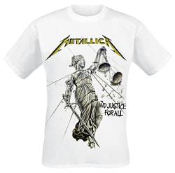 Metallica Justice Männer T-Shirt weiß L 100% Baumwolle Band-Merch, Bands von Metallica