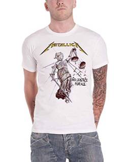 Metallica Justice Männer T-Shirt weiß XXL 100% Baumwolle Band-Merch, Bands von Metallica
