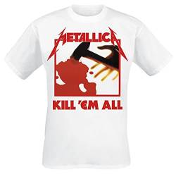 Metallica Kill 'Em All Männer T-Shirt weiß S 100% Baumwolle Band-Merch, Bands von Metallica